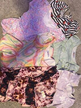 Girls' Pastel Tie-Dye and Floral Casual Dress - Pink, Lavender & Multi